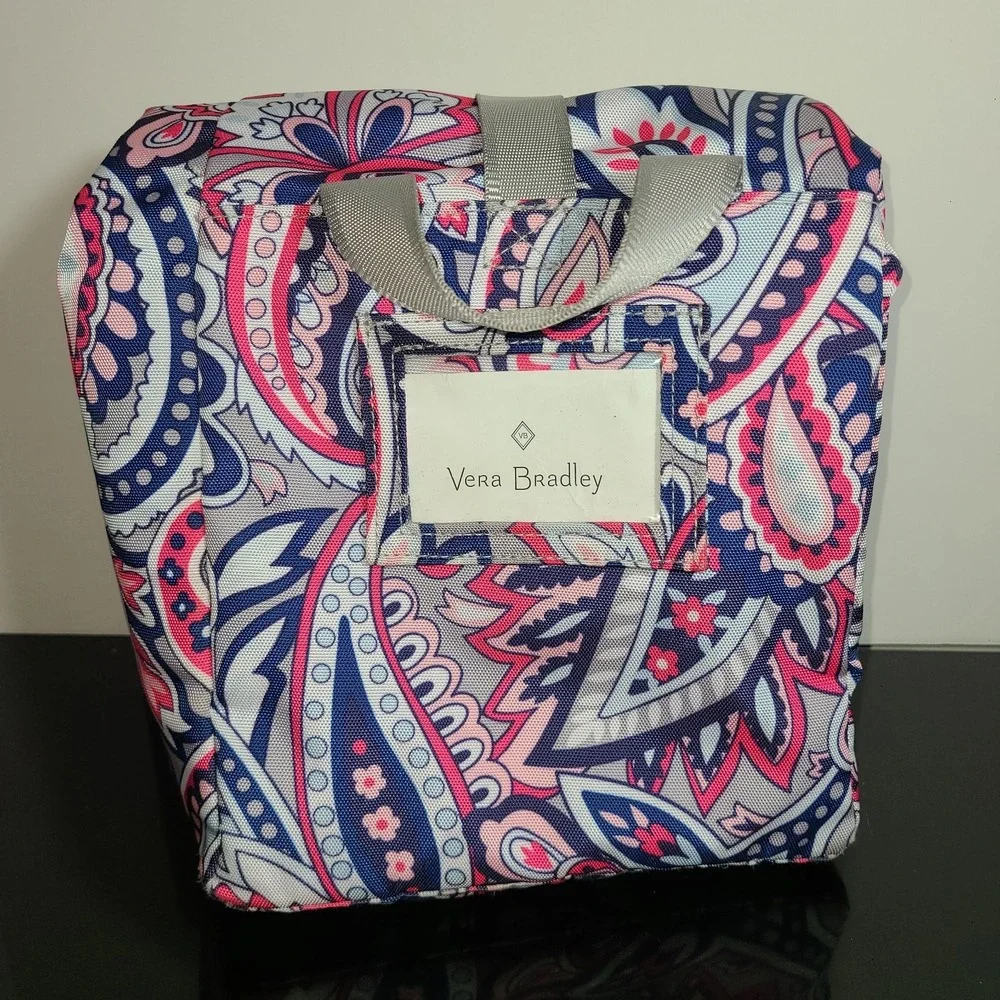 Pink Gray Blue Insulated Lunch‎ Bag Vera Bradley Lunch Bunch Fold Down Top